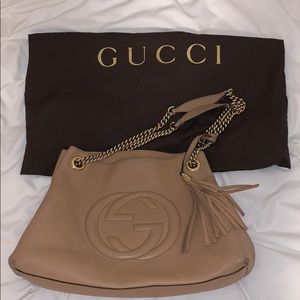 Gucci Shoulder Soho Women's Tan Leather Hobo Bag